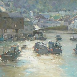 Afternoon-Light-Polperro-Harbour-Oil-20x24