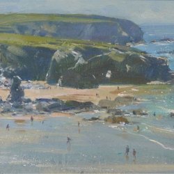 Bathers-Porthcthan-Beach-North-Cornwall