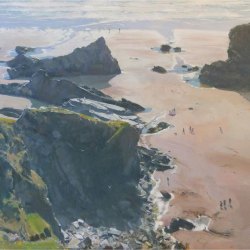 Bedruthan-Steps-bright-afternoon-at-low-tide