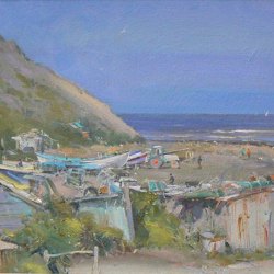 Fishermens-huts-Port-Mulgrave-Oil-8-x-12