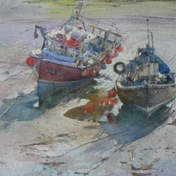 Moorings-in-the-Outer-Harbour-Watercolour