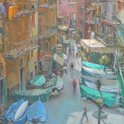 Narrow-Street-Manorola-Oil-16x12